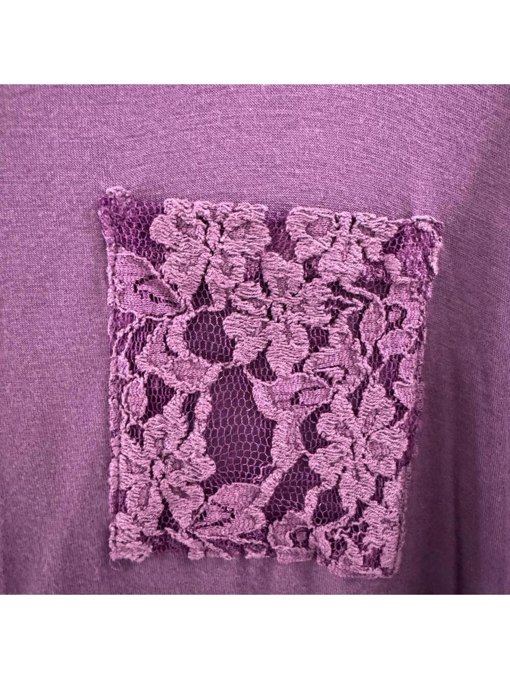 NWT Y2K Whimsygoth Boho Purple Lace High Low Tunic Blouse M - Picture 4 of 4